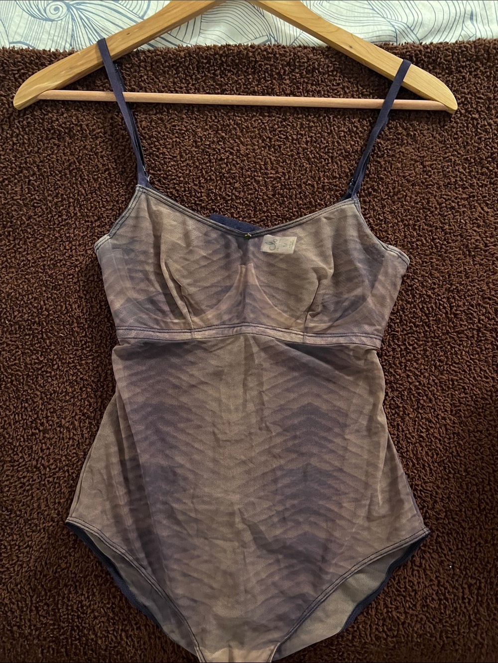 Intimo Women's Mesh Bodysuit Cami in Taupe Size M